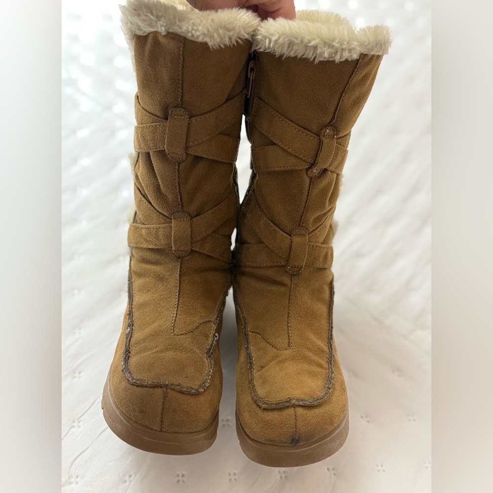 Vintage 90s No Boundaries Platform Boots Size 7 Fur Trimmed Strappy Fall Rare - Picture 4 of 16